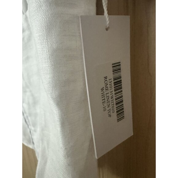 Reformation Rome White 100% Linen Puff Sleeve Smocked Cropped Peasant Top Sz 10 - Picture 5 of 9